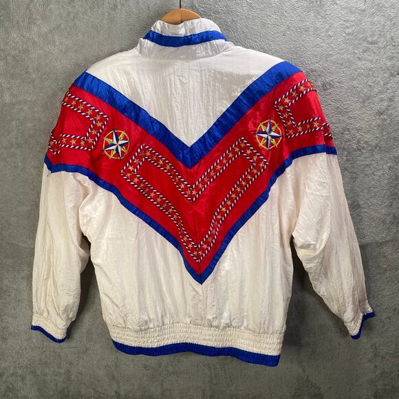 Vintage Track Jacket Small Zip Up Patriotic USA Nautical Coastal 80s - Picture 2 of 14